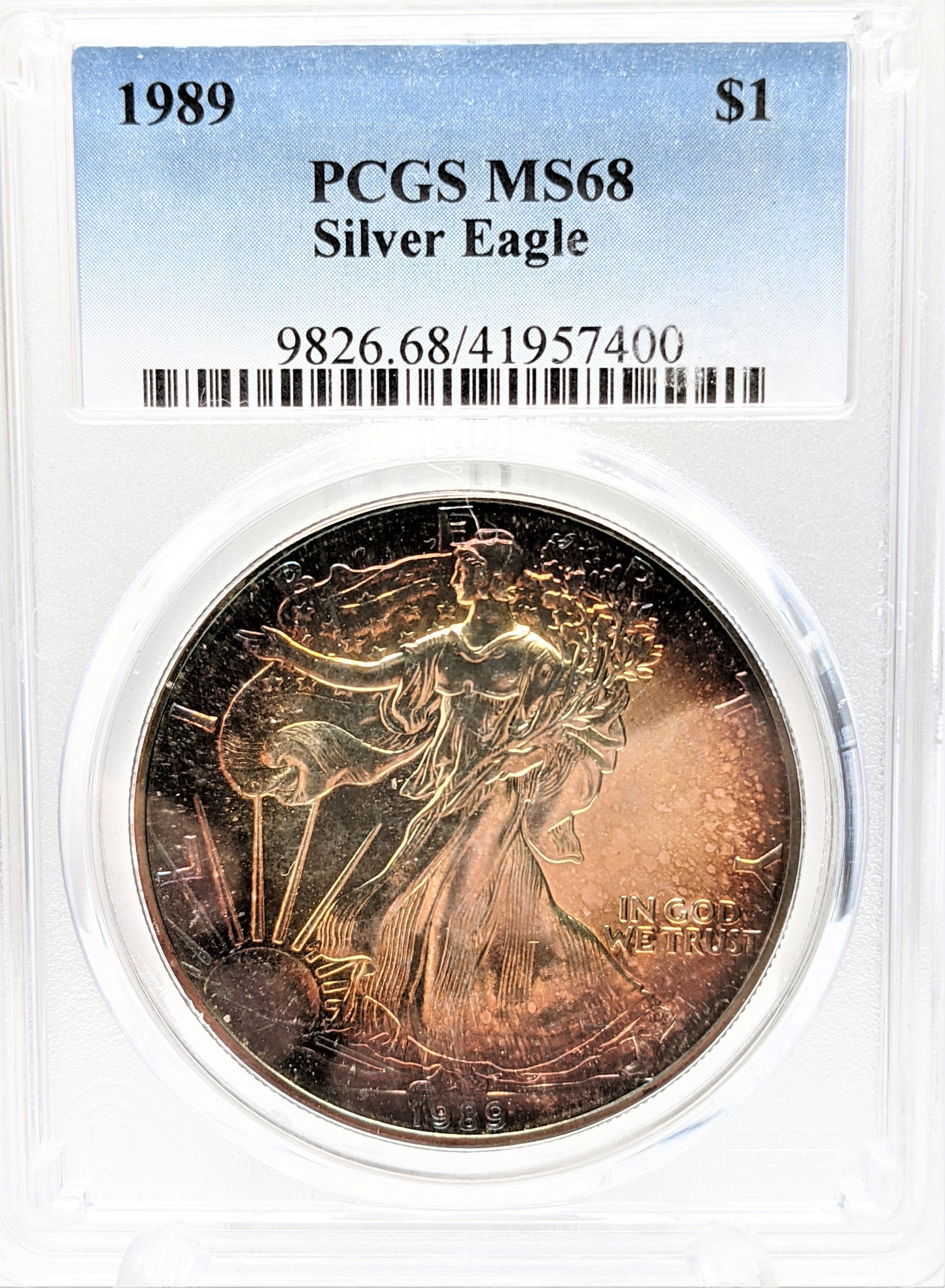 1989 Silver Eagle - Beautiful Toning - PCGS MS68