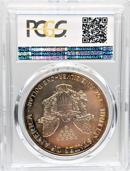 1990 Silver Eagle - Colorful Toning - PCGS MS67