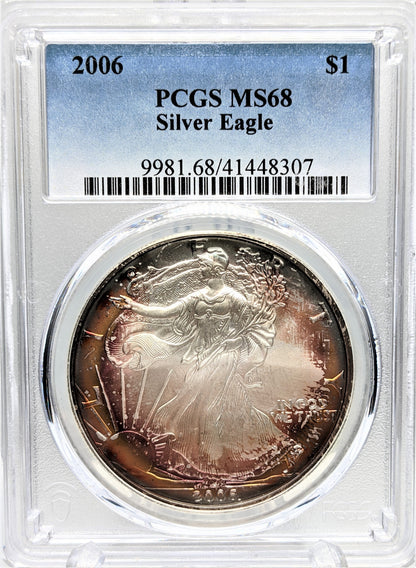 2006 Silver Eagle - Beautiful Toning - PCGS MS68