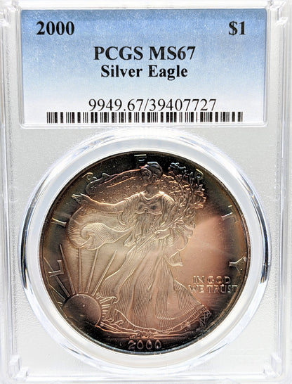 2000 Silver Eagle - Beautiful Toning - PCGS MS67