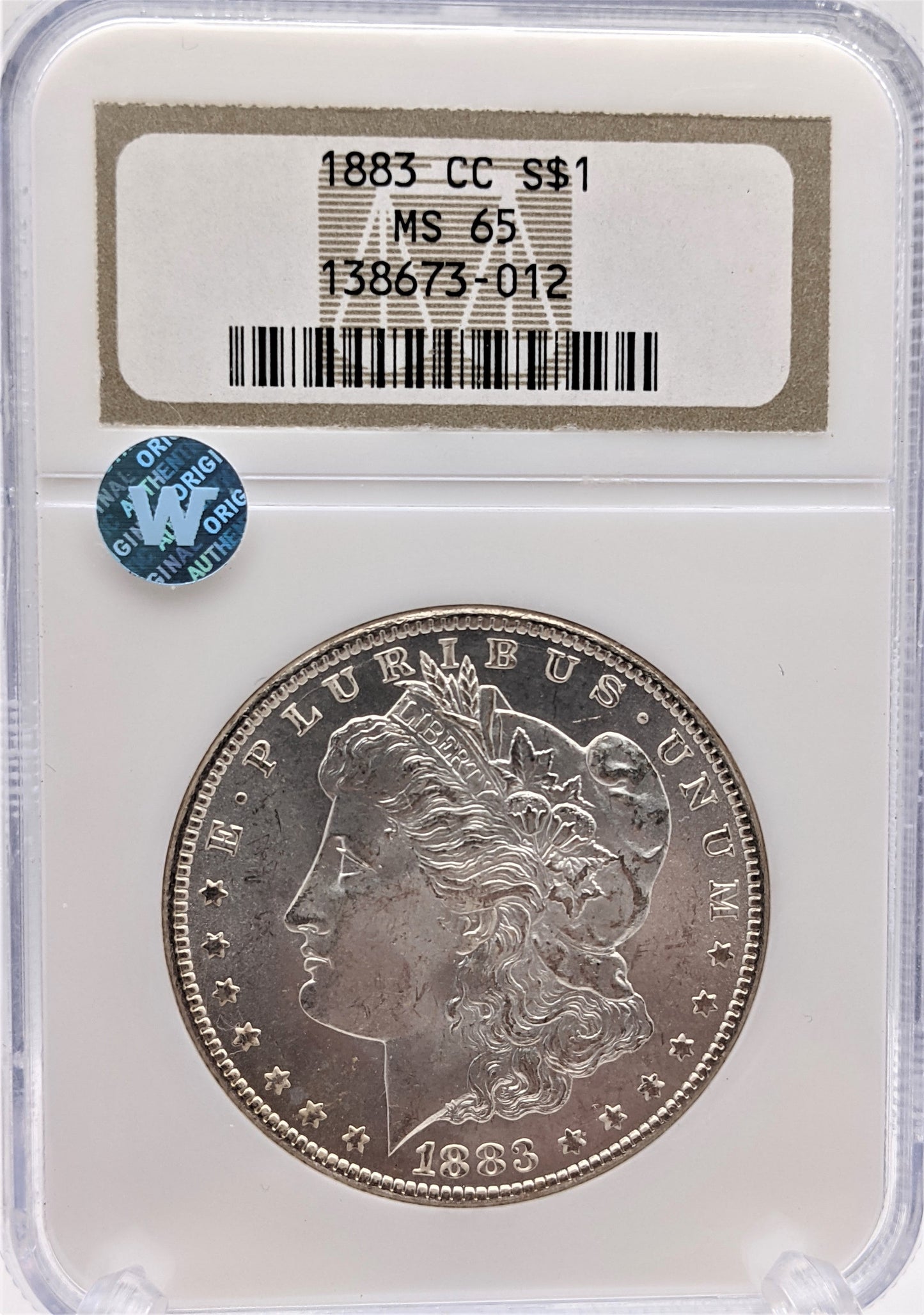 1883 Morgan Silver Dollar Carson City - NGC MS65 Sight White