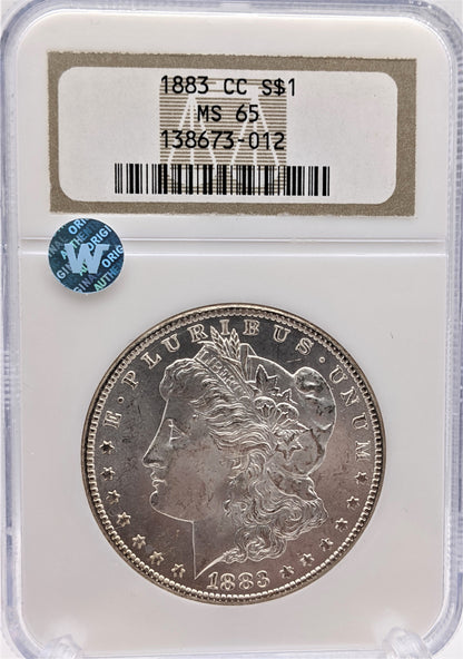 1883 Morgan Silver Dollar Carson City - NGC MS65 Sight White