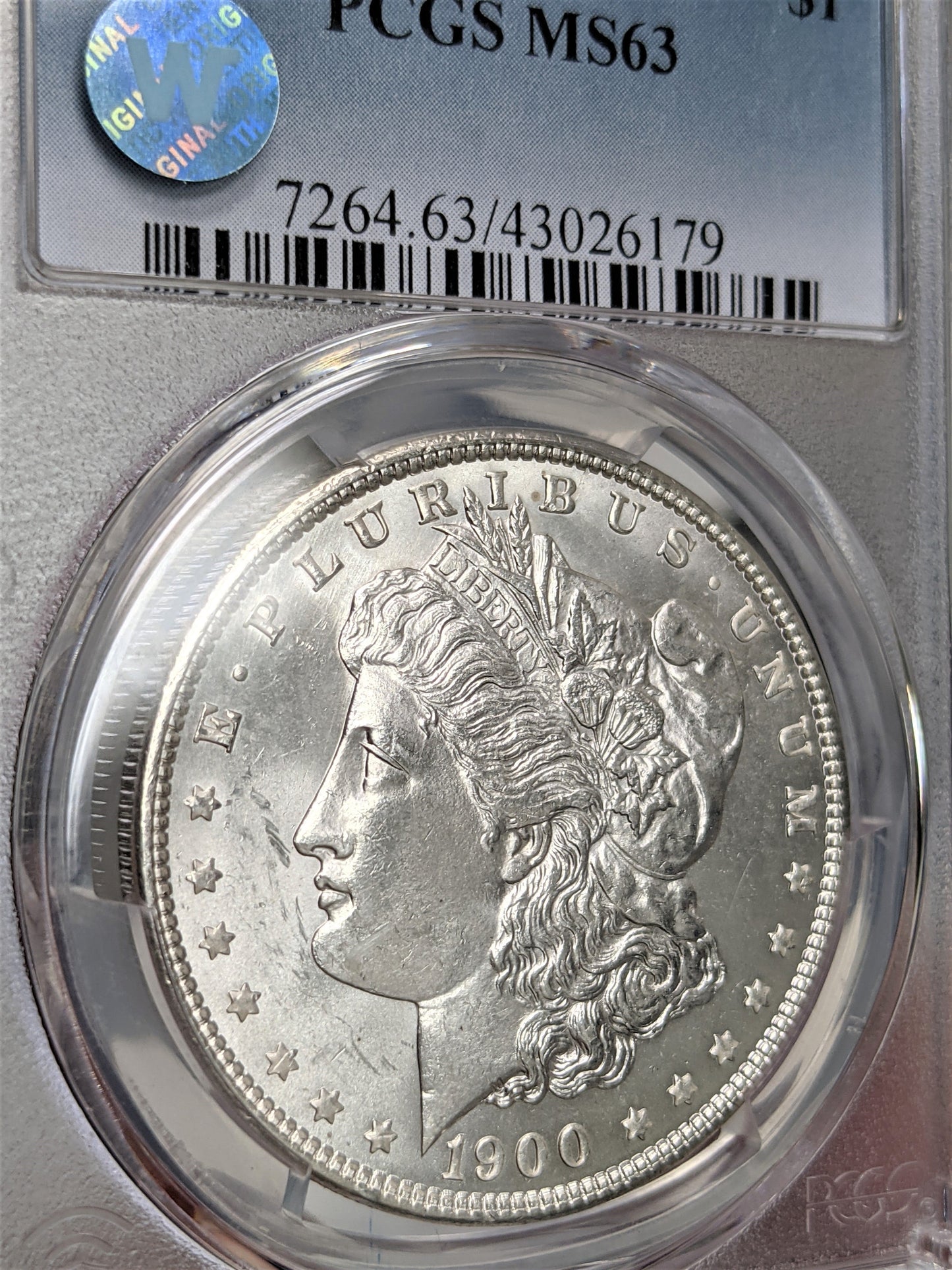 1900 Morgan Silver Dollar Philadelphia -  PCGS MS63 Sight White