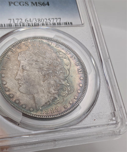 1887 Morgan Silver Dollar Philadelphia - PCGS MS64 Toning