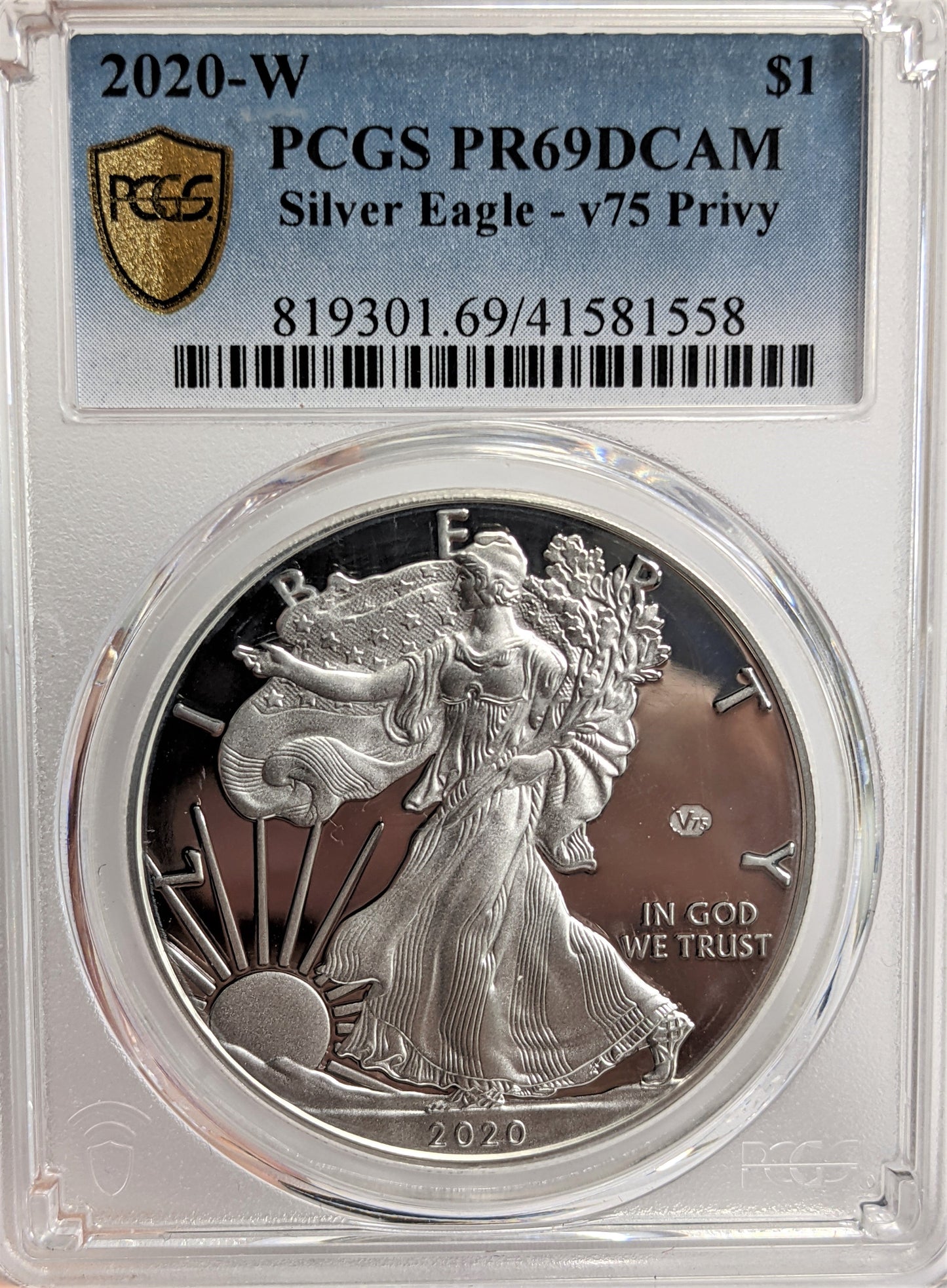 2020 (W) Silver Eagle -  PCGS PR69 DCAM v75 Privy