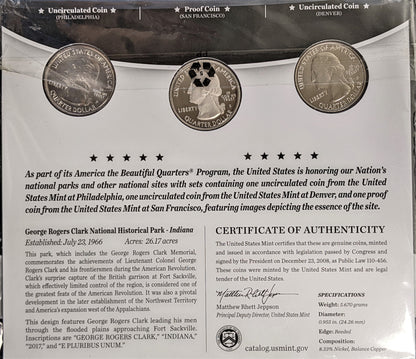 America The Beautiful Quarters - National Historic Park George Clark - Three Coin Set