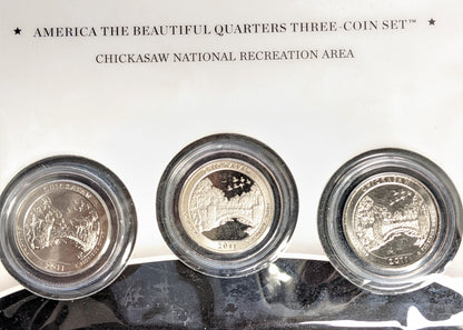 America The Beautiful Quarters - National Recreation Chickasaw - Three Coin Set Unopened