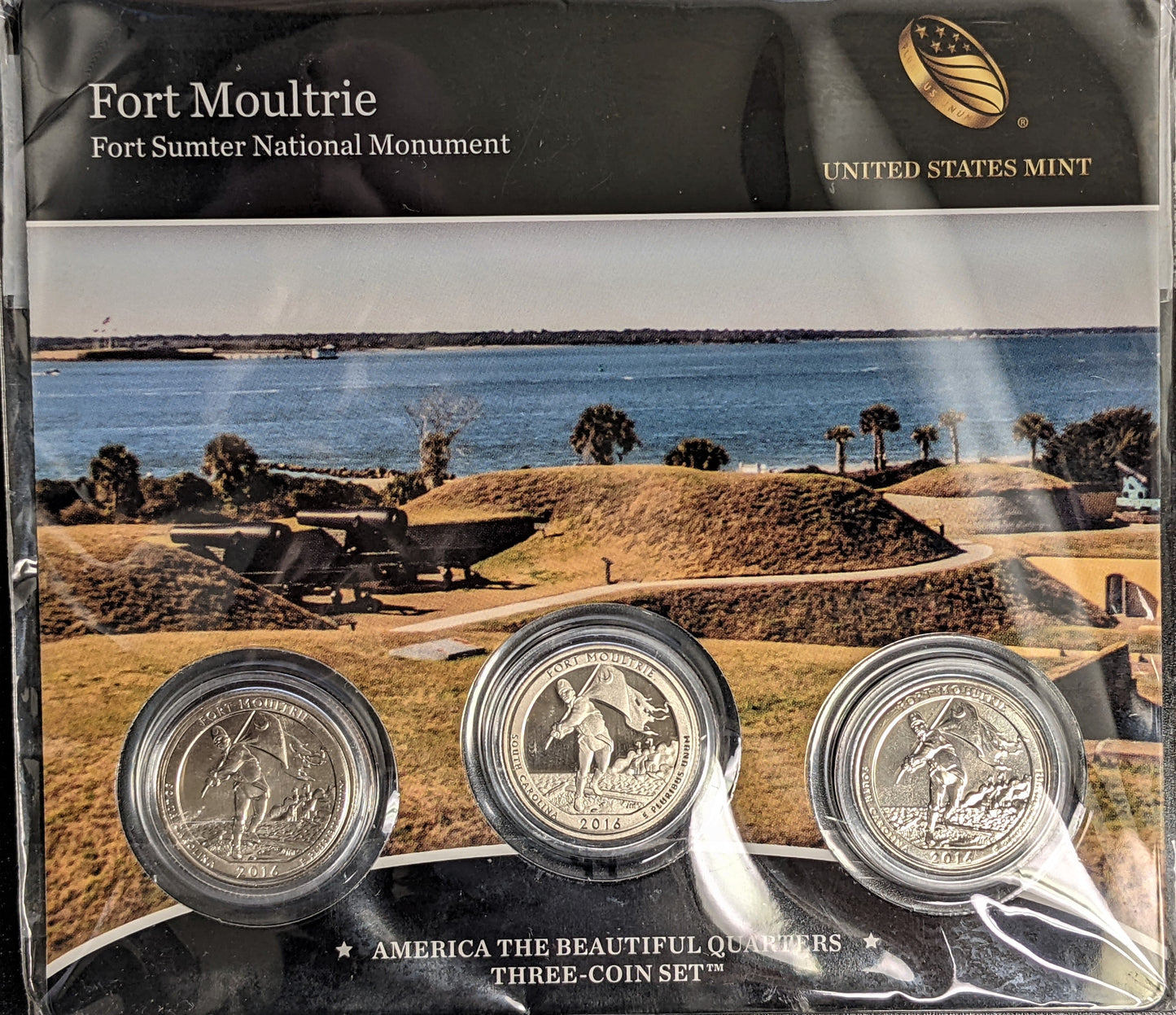 America The Beautiful Quarters - Fort Sumpter Monument Fort Moultrie - Three Coin Set Unopened