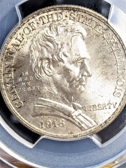 1918 Illinois Silver Half Dollar - Philadelphia PCGS MS67+ Lincoln