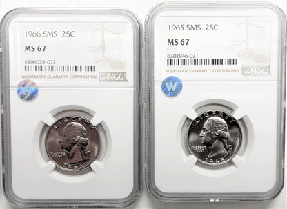 Washington Quarters 1965-67 SMS Set - NGC MS67 Sight White