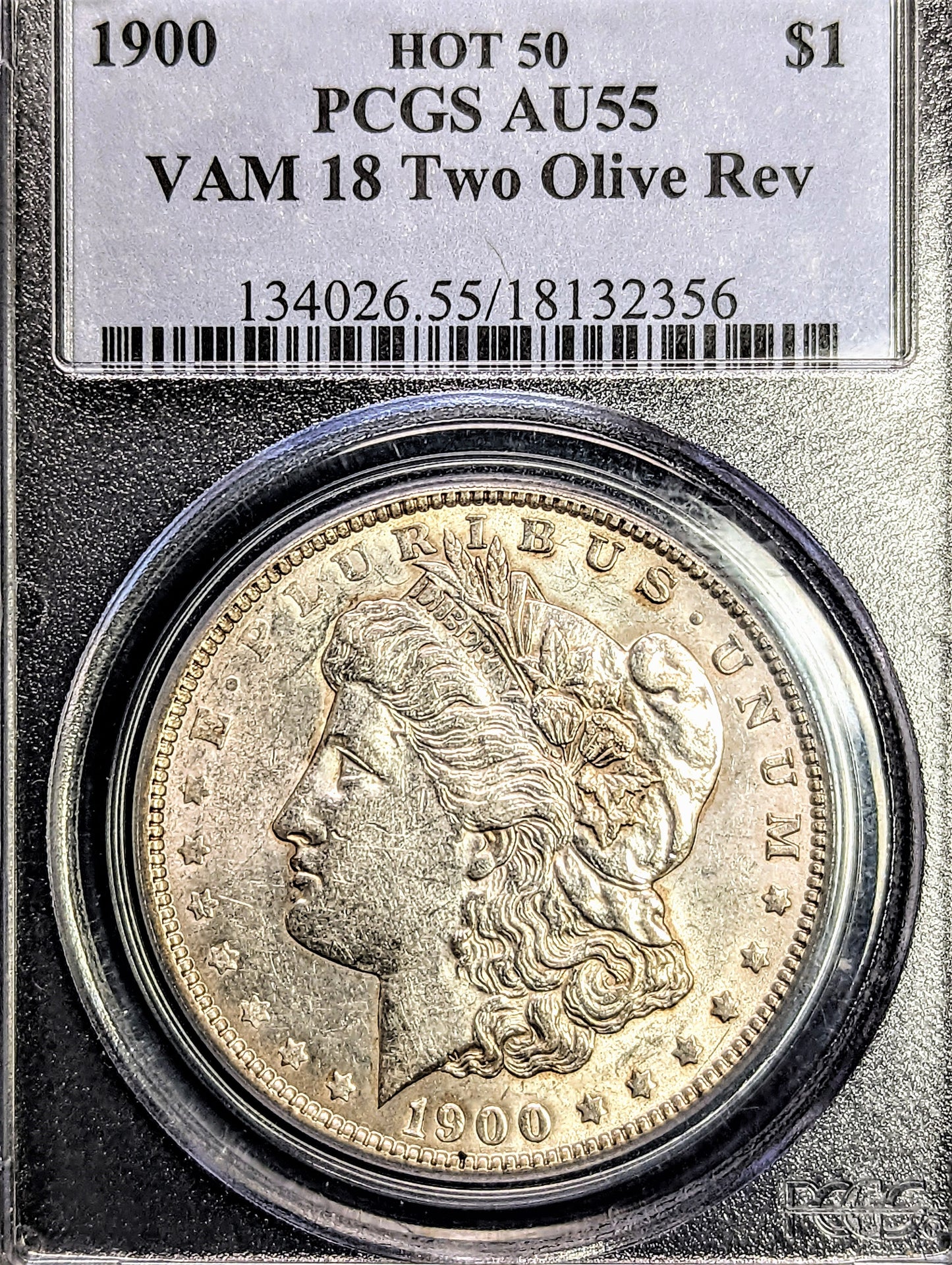 1900 Morgan Silver Dollar Philadelphia - PCGS AU55 VAM 18 Two Olive