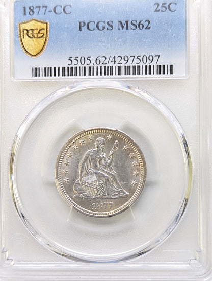 1877 CC Seated Liberty Quarter Carson City - PCGS MS62
