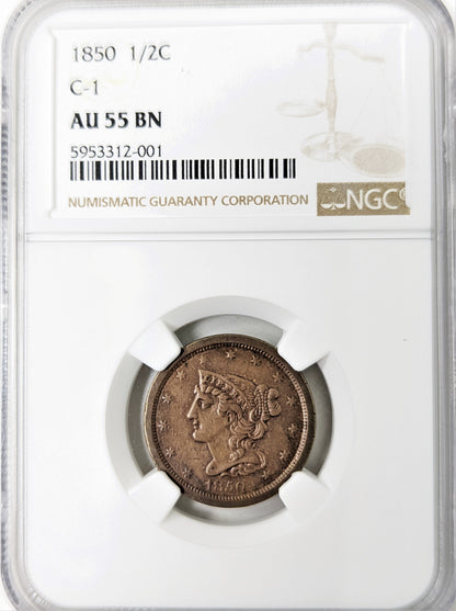 1850 Half Cent C-1