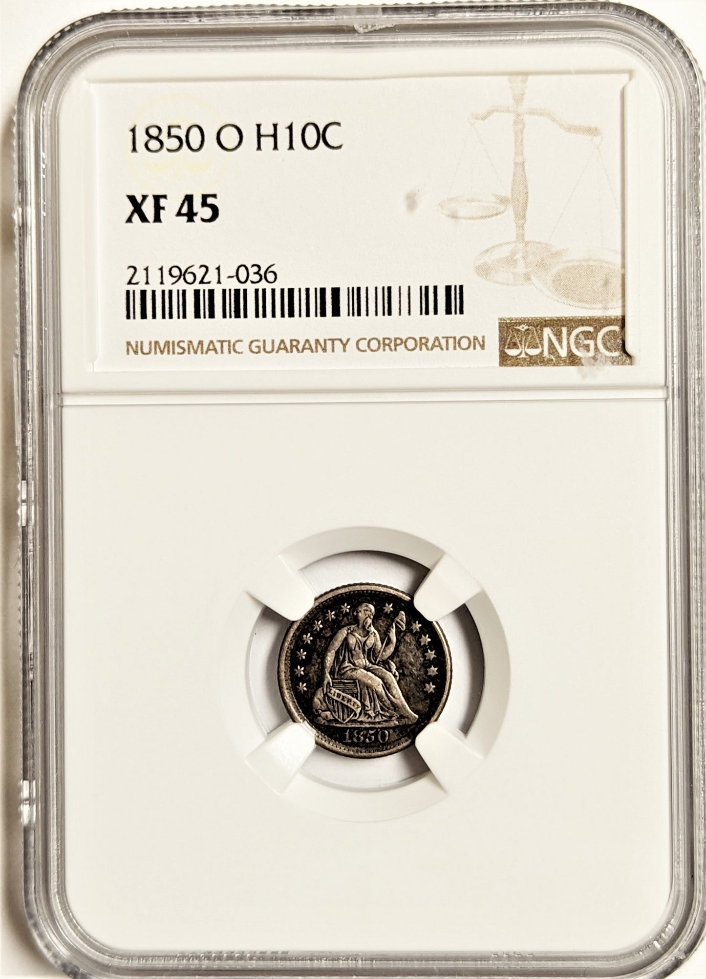 1850 O Seated Liberty Half Dime -New Orleans NGC XF45