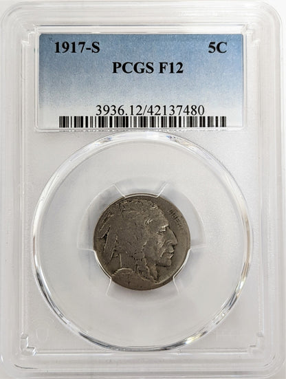 1917 S Buffalo Nickel San Francisco - PCGS F12