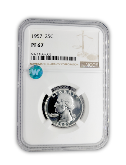 1957 Washington Silver Quarter Philadelphia - NGC PF67 Sight White