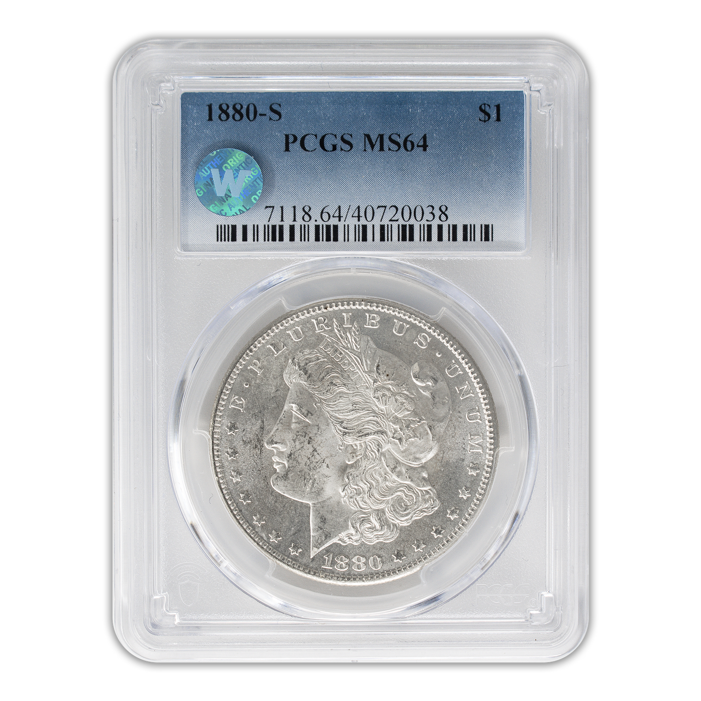 San Francisco Mint Sight White Morgan Silver Dollar - MS64 SW