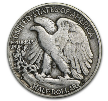 1938 D Walking Liberty Silver Half Dollar Denver - Circulated
