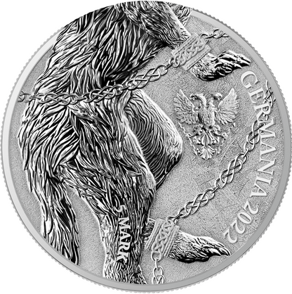 2022 1 oz Germania Fenrir Silver 5 Mark Norse Mythology