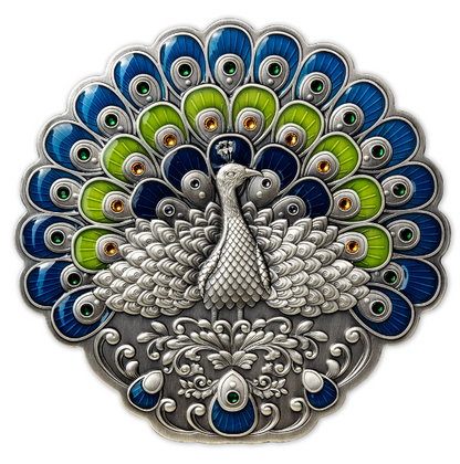 2022 Nauru Peacock Shape Coin - 500g Silver Antique Finish
