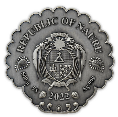 2022 Nauru Peacock Shape Coin - 500g Silver Antique Finish