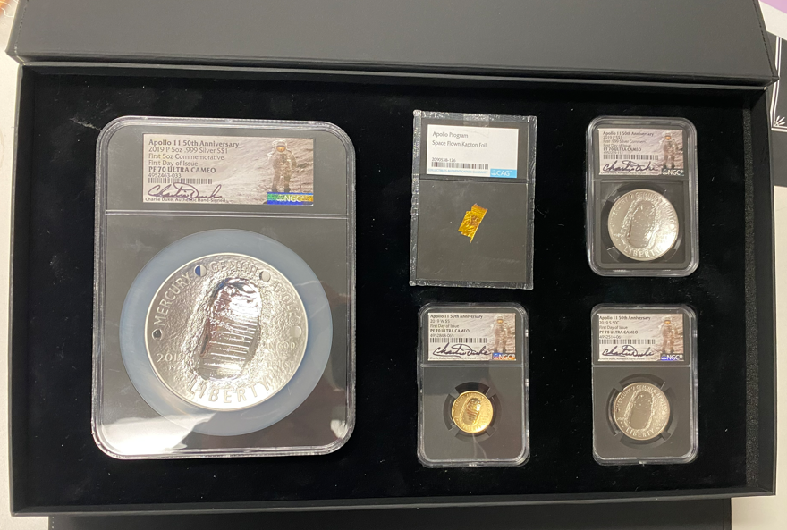 2019 Apollo 11 Charlie Duke PF 70 5 Coin Set NGC