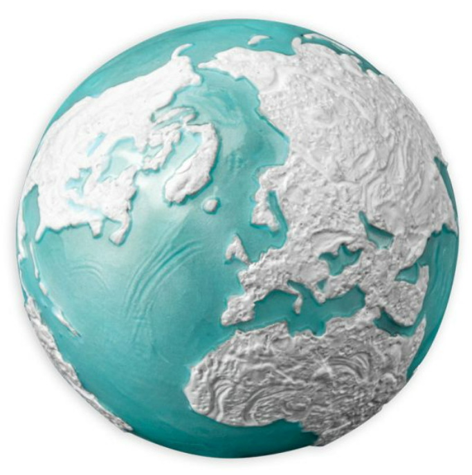 2023 3 oz Barbados Frozen Marble Silver Earth Spherical