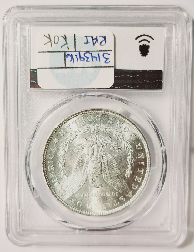1878 Morgan Silver Dollar 7 Tailfeathers Reverse of 1879- PCGS MS63 Sight White
