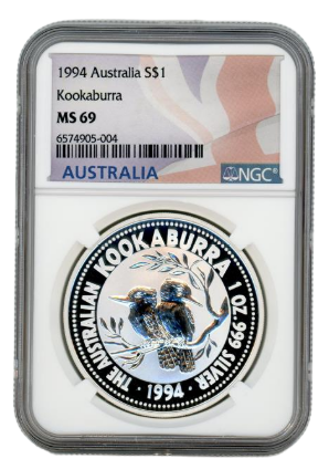 1994  1 oz Australia Kookaburra Silver NGC MS69