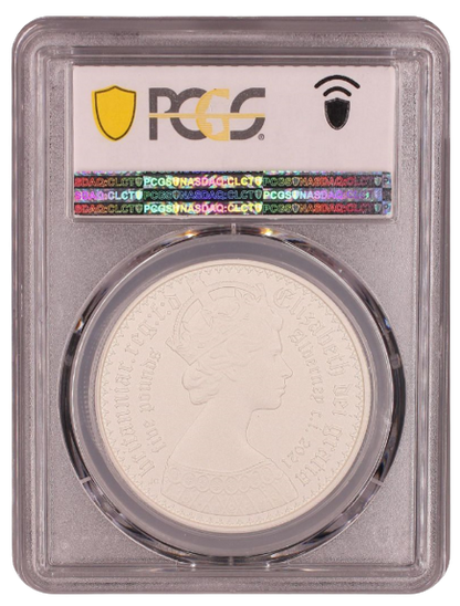 2021 $5 Alderney New Gothic Crown Matte Portrait Proof Silver PCGS PR70