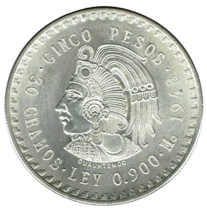 Mexican 5 Peso Aztec Silver Uncirculated