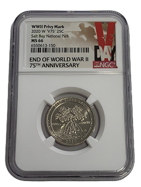 2020 W V75 Salt River Bay Quarter Dollar West Point - NGC MS66