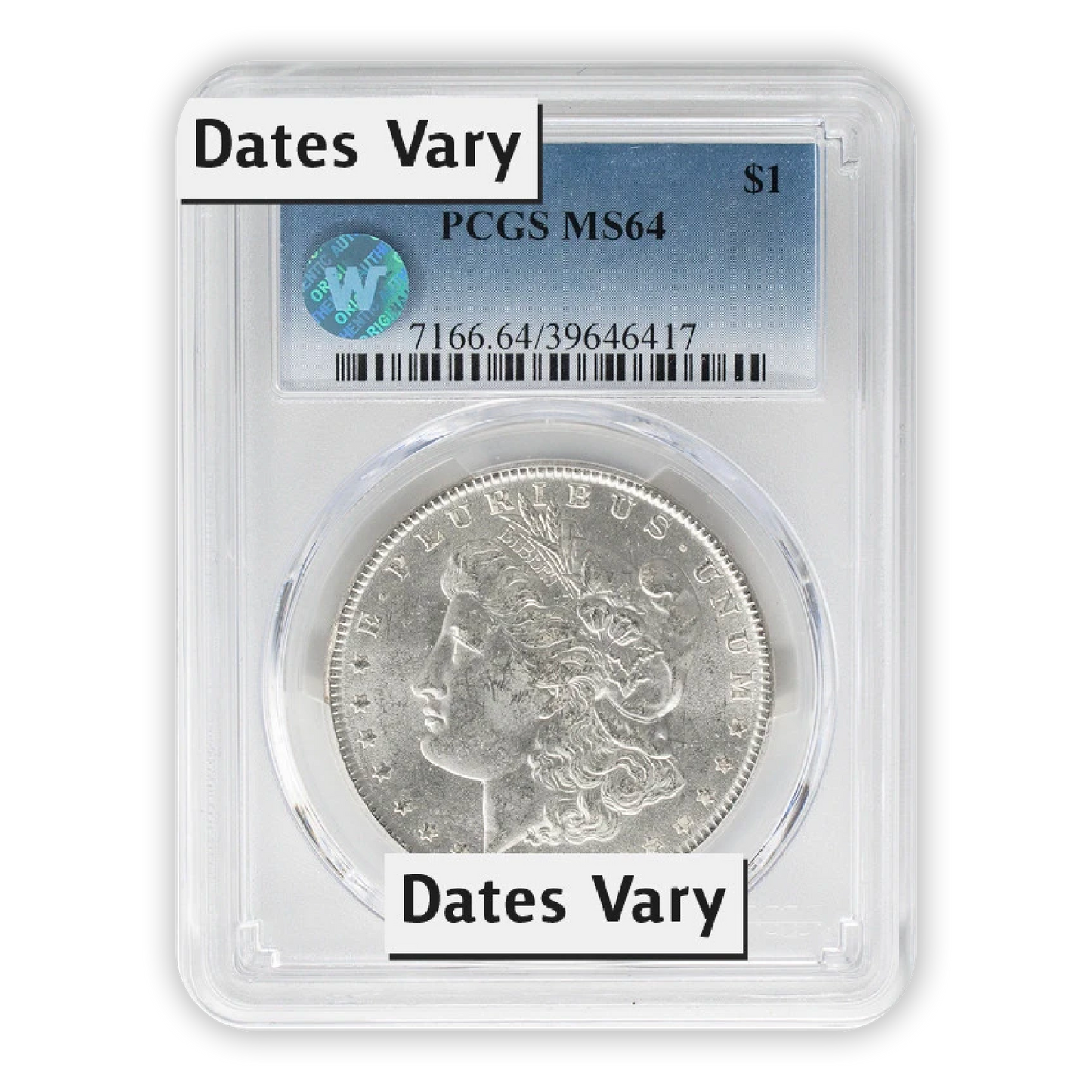 Sight White Morgan Silver Dollar MS64 Hoard