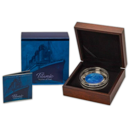 2022 5 oz Solomon Islands Silver RMS Titanic - Mother of Pearl