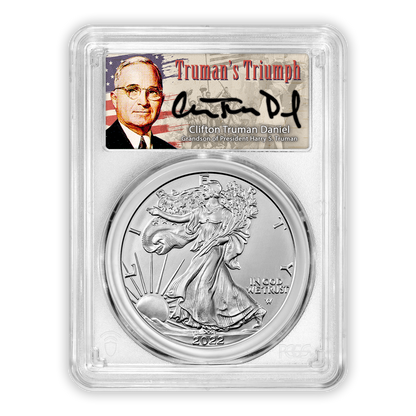 2022 Silver Eagle - Business Strike - Type 2 - PCGS MS70 FS First Day of Issue Trumans Triumph Label