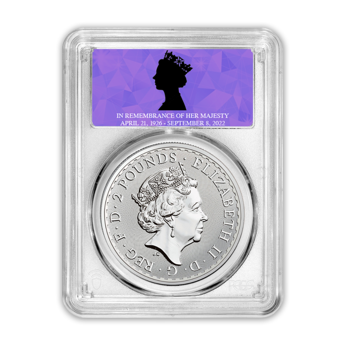 2022 Britannia 1 oz Silver - PCGS Queen Elizabeth Memoriam Label