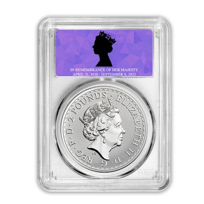 2022 Britannia 1 oz Silver - PCGS Queen Elizabeth Memoriam Label