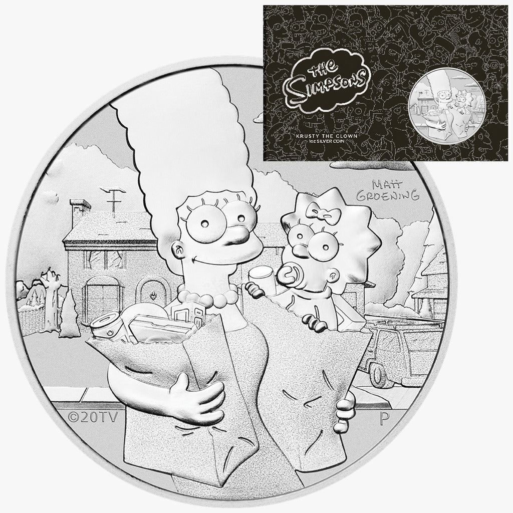 2021 Marge & Maggie Simpson 1 oz Silver Coin in Card