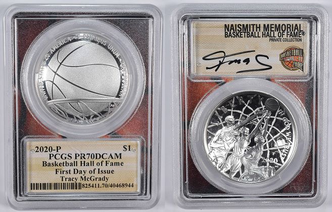 2020 Basketball Hall of Fame Silver Dollar Commemorative - PCGS PR70 McGrady Signature