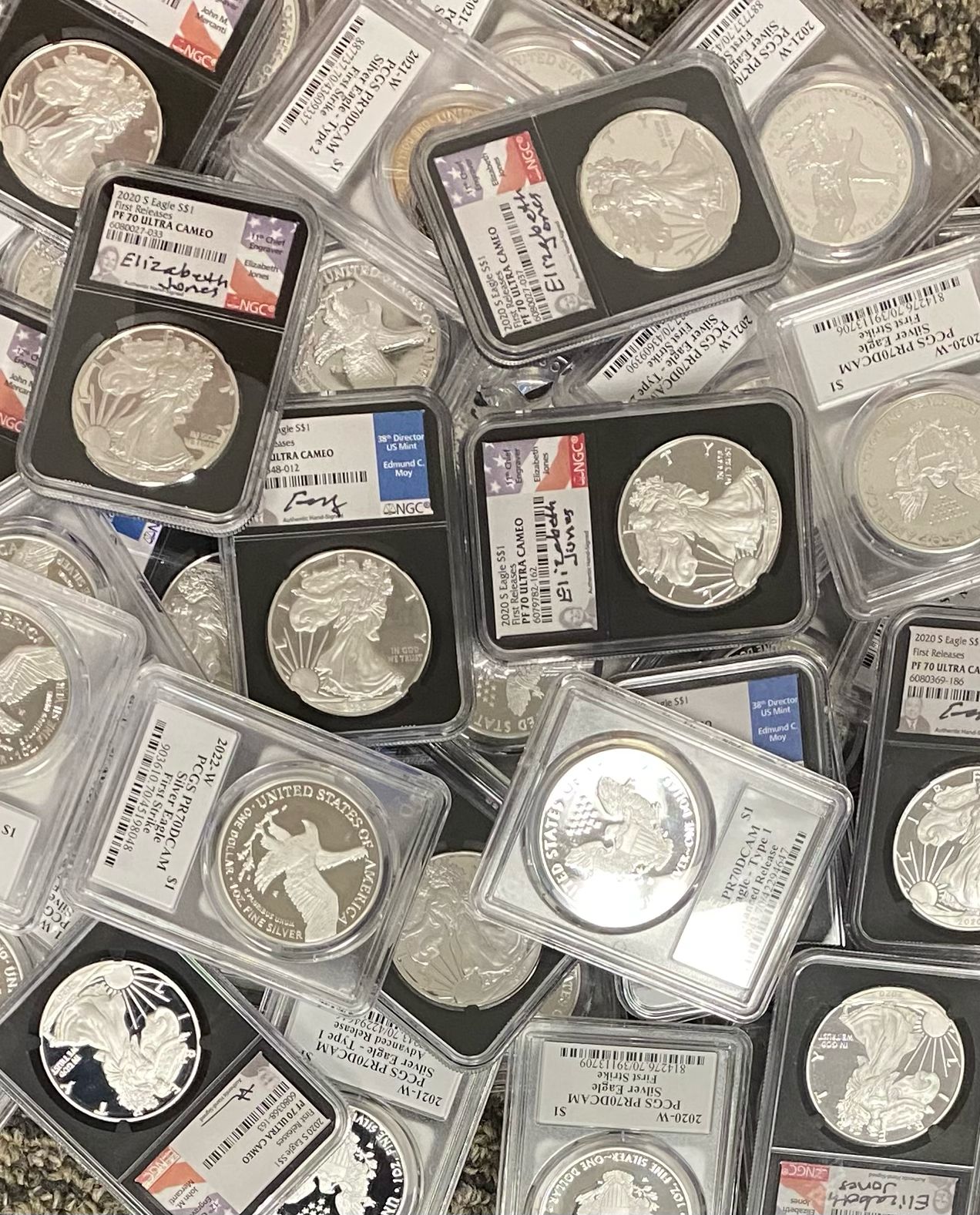 Signature Label Silver Eagle Grab Bag PCGS or NGC PR70