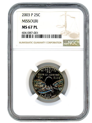 2003 Missouri Quarter Dollar Philadelphia - NGC MS67 PL Prooflike