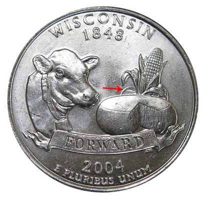 2004 Wisconsin Quarter Dollar Denver - Extra Leaf Low Error - PCGS MS64
