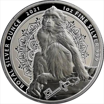 2021 Gibraltar Barbary macaque Fabulous 15 Privy Mark - 1 oz Silver Proof BU