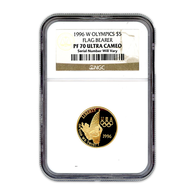 1996-W $5 Olympics Flag Bearer NGC PF70 Ultra Cameo