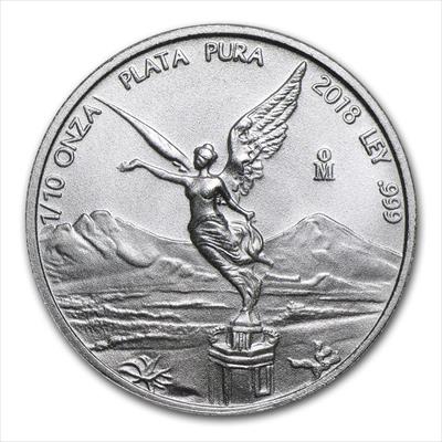 2018  Mexico Libertad - 1/10 oz .999 Silver Coin BU