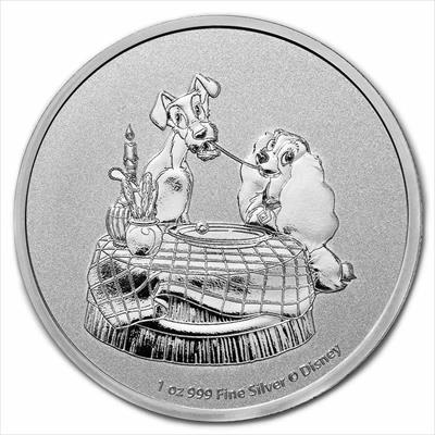 2022 Niue Disney Lady and The Tramp - 1oz  .999 Silver BU Coin