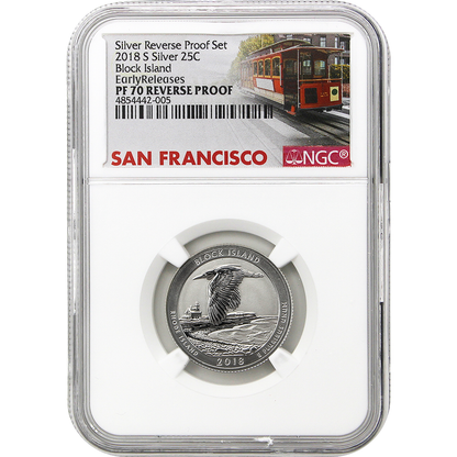 2018 US Silver Reverse Proof Set 10 pc - NGC PF70 Early Release ER Trolley Label