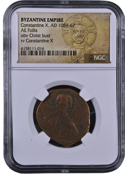 AD 1059-67 Byzantine Empire - Constantine X AE Follis - NGC Medium grade