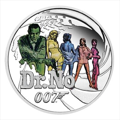 2021 James Bond Dr. No  Silver Proof  Coloured Coin  1/2 oz - By The Perth Mint