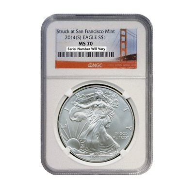 2014 (S) Silver Eagle - Business Strike - NGC MS70 Bridge Label